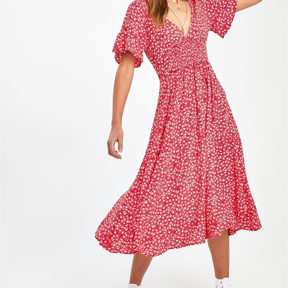 knee length dresses for ladies Free People COMPLETE ME MIDI – Pink & Navy Boutique main image 1